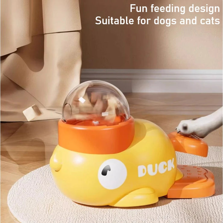 Yellow Rubber Duck-Shaped Interactive Feeder for Dogs and Cats: A Treat Dispensing Puzzle Toy Designed for Pet Training