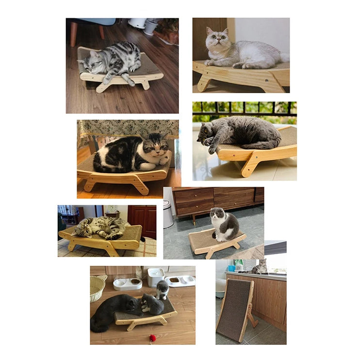 Cat Scratcher Board Wooden Frame Detachable Scrapers Bed 3 In 1 Scratching Post Anti-Scratch Toys Training Grinding Claw Cats