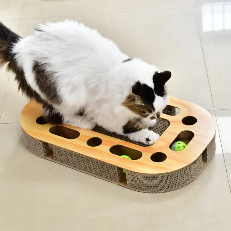 Cat scratching board durable cat bed with scratching mat with Double bell ball cat toy