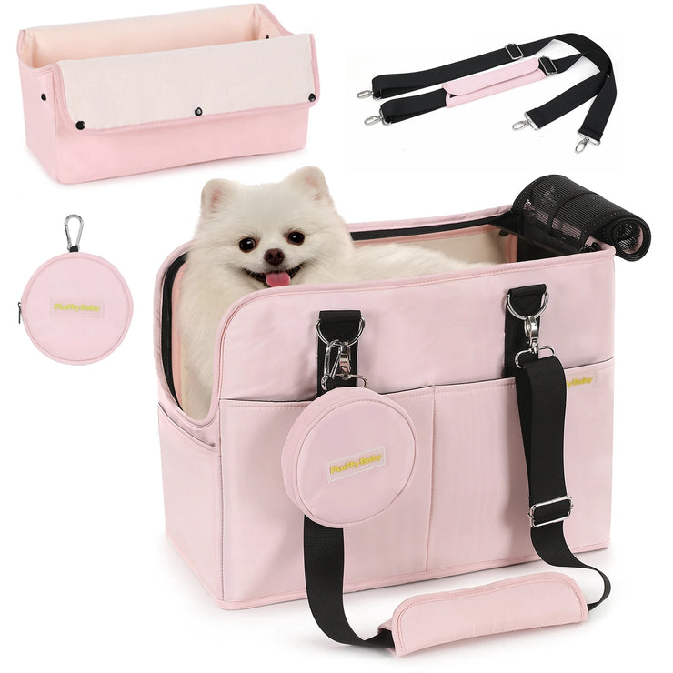 Pet Carrier Pack Cat Corssbody Bag Outgoing Travel Dog Carry on Handbag with Removable Liner Holds for Cats and Small Dogs