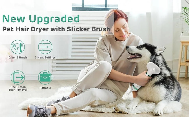 Pet Hair Dryer for Dogs Portable 2-in-1 Dog Desmotor Blower Dog with Blower Thermostat for Puppy Cleaning Dog Grooming Pet Dries