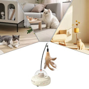 Electric Interactive Cat Toy Cat Toys with Feather Cat Teaser Wand Rechargeable Electric Sensing Pet Toys for Chasing