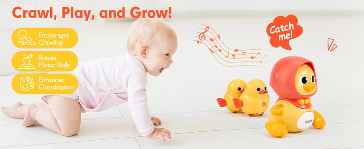 Baby Crawling Toys Infant Moving Walking Dancing Toys with Light Toddler Interactive Development Tummy Time Birthday Gifts