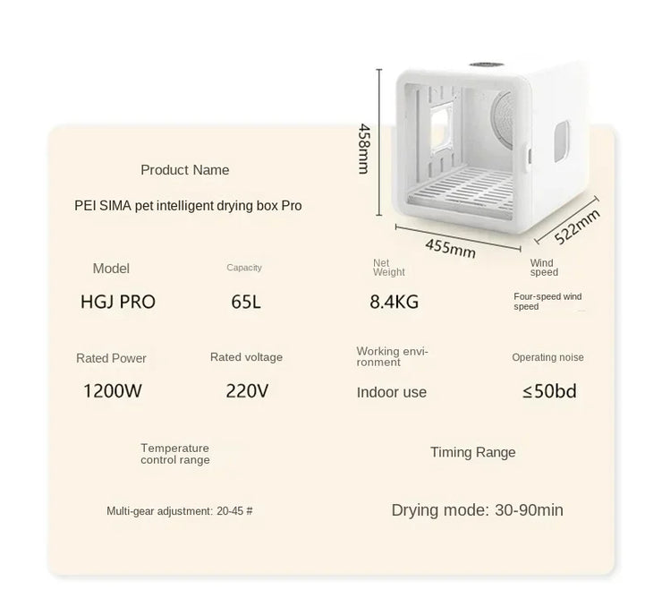 Smart Pet Drying Box, Automatic Temperature Control Dryer, Water Sterilization, Anti Cold, Beauty Equipment, Cats and Dogs