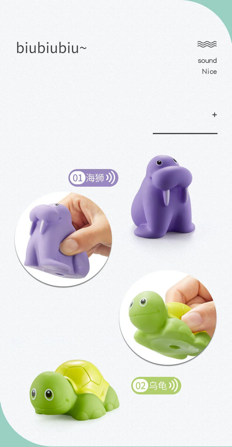 Baby Bath Toys Bathtub Colorful Toys Waterproof Bath Toys for Toddler Infant Boys Girls 0~3years Gift