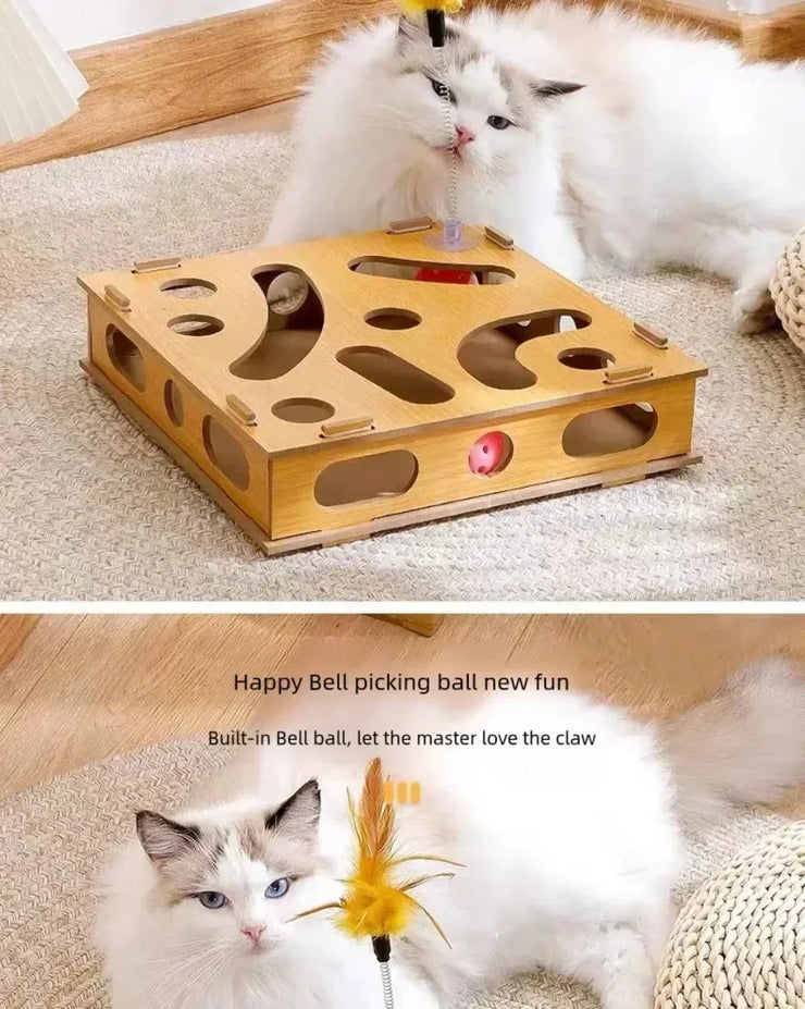 New Cat Maze Toy Cats Maze Box Funny Feeder Multi Hole Interactive Cat Toys Kitten Balls Stimulation Mental Box Interactive Game