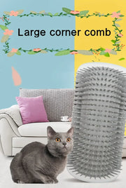 Cat Self Groomer with Catnip Wall Corner Scratcher Comb Soft Grooming Massage Brush Toy Scratch Massager Tool for Kitten Puppy