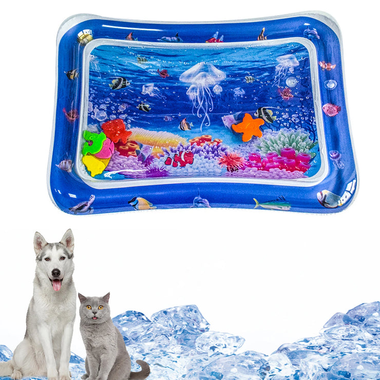 Water Sensory Play Mat Toy Thickened Inflatable Water Mat For Cat And Dog Water Sensor Mat Water Sensory Playmat With Fish Sea