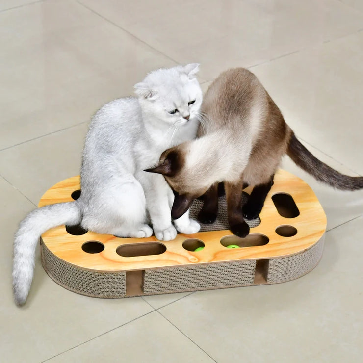 Cat scratching board durable cat bed with scratching mat with Double bell ball cat toy