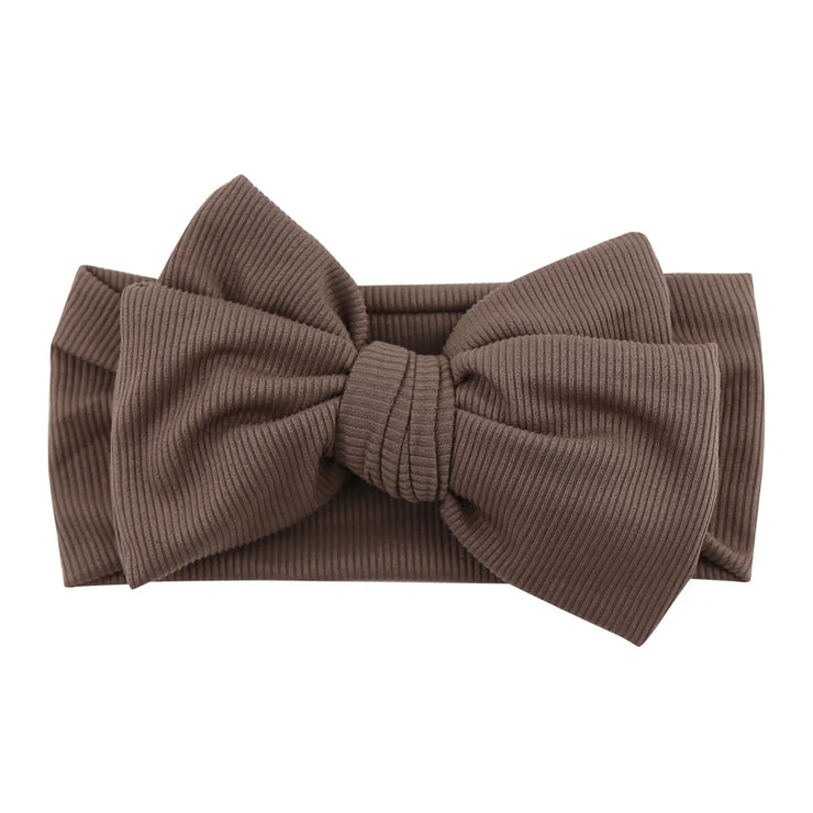 Solid Ribbed Cotton Baby Headband Big Bow Double Layers Knotted Headwraps Newborn Boys Girls Elastic Hair Bands Accessories