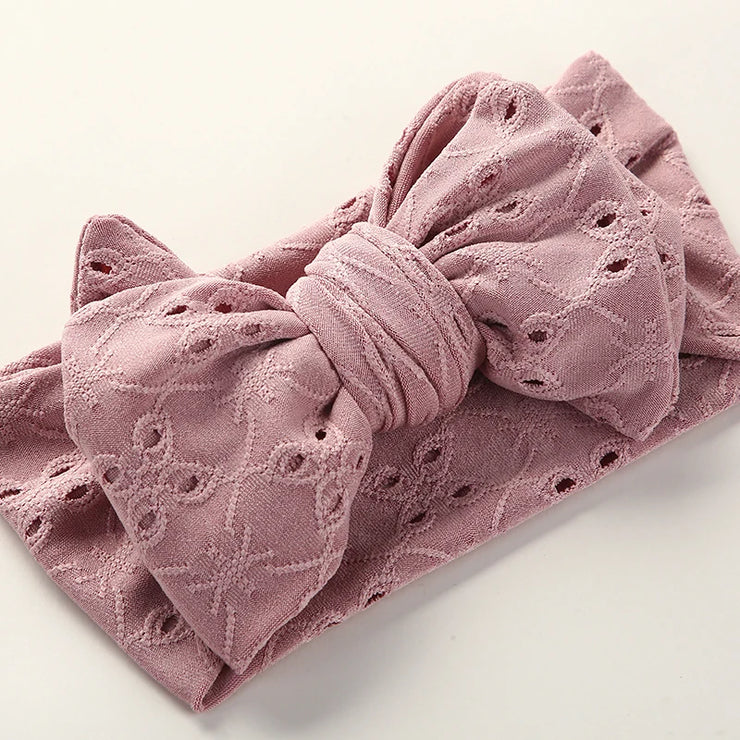 Baby Girl Bows Headband Newborn Turban Hole Hairband Embroidery Accessory Kids HairBand Outdoor Summer Toddler children HeadWrap