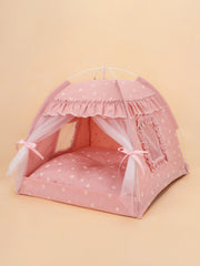 Pet Dog Tent House Floral Print Enclosed Cat Tent Bed Indoor Folding Portable Comfortable Kitten Bed Kennel For Small Pets