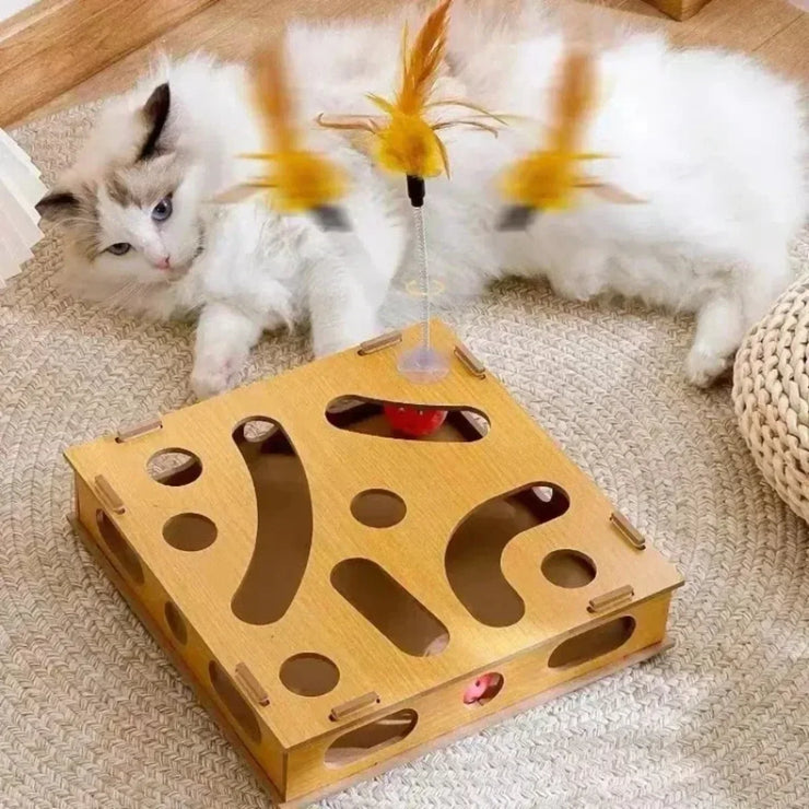 New Cat Maze Toy Cats Maze Box Funny Feeder Multi Hole Interactive Cat Toys Kitten Balls Stimulation Mental Box Interactive Game