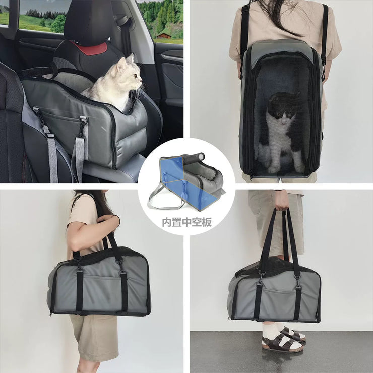 Removable and Washable Car Comfortable Pet Seat for Small Dogs and Cats - Portable Center Console Safe Travel Bed