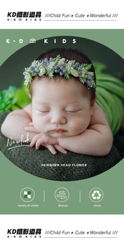 Baby Head Flower Photography Props Adjustable Artificial Flower Shooting Headband Newborn Photo Bow Pearl Headgear Accessories