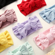 Baby Girl Bows Headband Newborn Turban Hole Hairband Embroidery Accessory Kids HairBand Outdoor Summer Toddler children HeadWrap