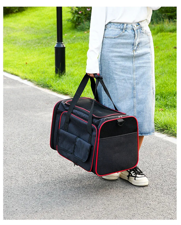 Pet Bag 1PC Cats and Dogs Chest Breathable Folding Portable Trolley Double Shoulder Handheld Crossbody Outdoor Bag Pet Products