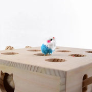 Funny Cat Hunt Puzzle Toy Wooden Maze Pet Hit Hamster Catch Bite Interactive Toys With 5-holed Mouse Holes Cats Toy Pet Supplies