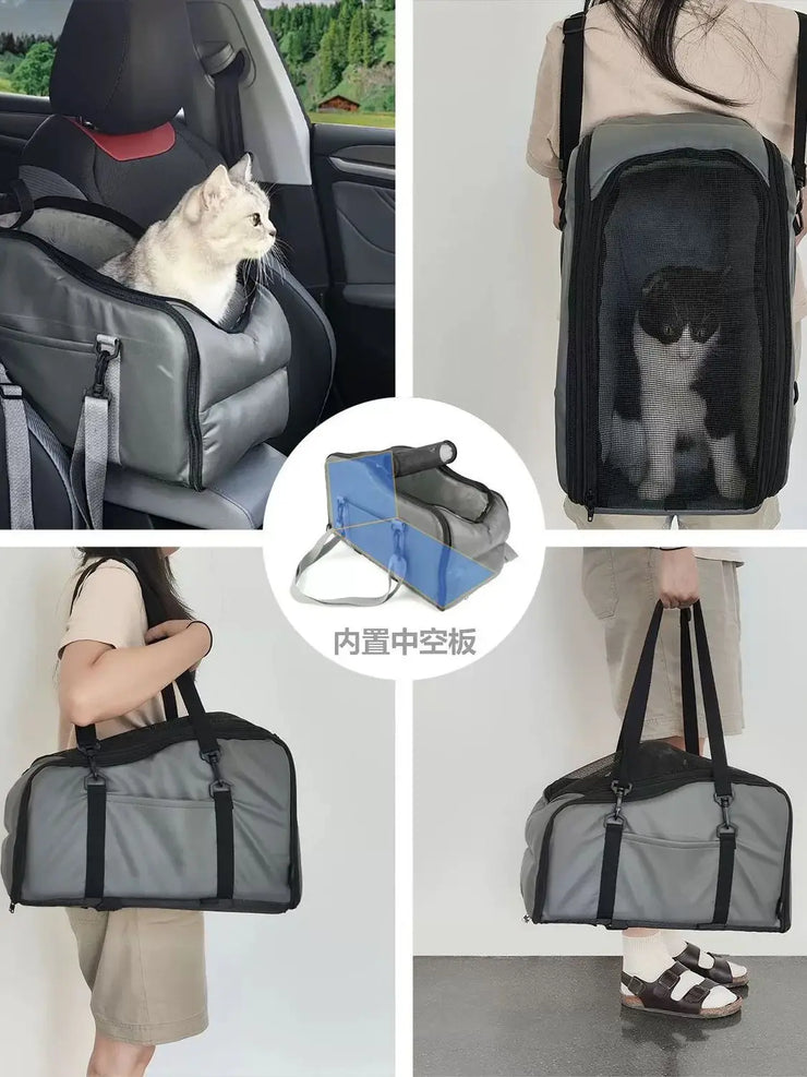 Removable and Washable Car Comfortable Pet Seat for Small Dogs and Cats - Portable Center Console Safe Travel Bed