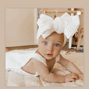 Baby Girl Bows Headband Newborn Turban Hole Hairband Embroidery Accessory Kids HairBand Outdoor Summer Toddler children HeadWrap