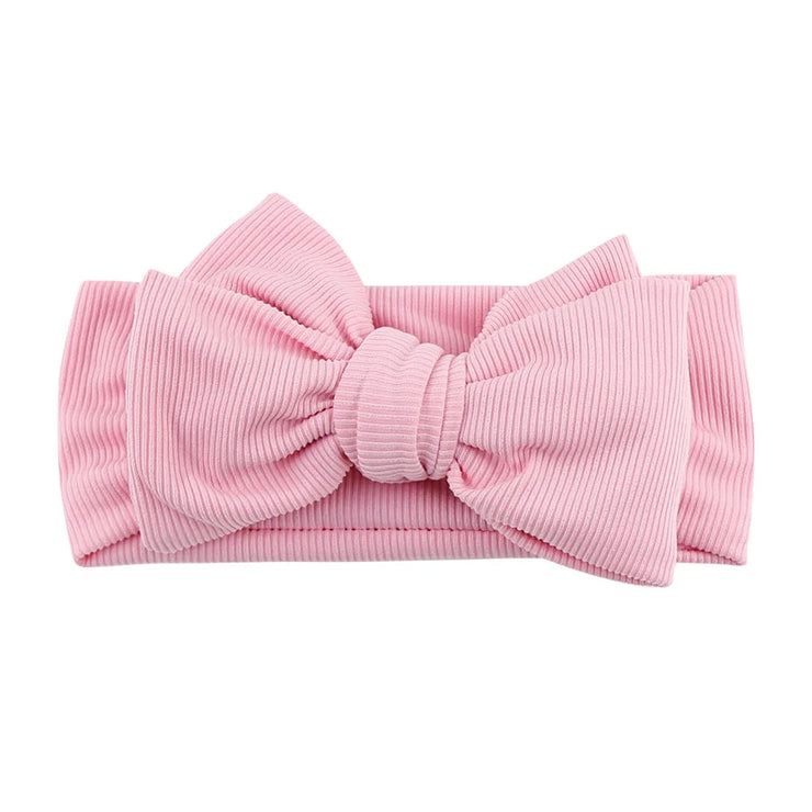 Solid Ribbed Cotton Baby Headband Big Bow Double Layers Knotted Headwraps Newborn Boys Girls Elastic Hair Bands Accessories
