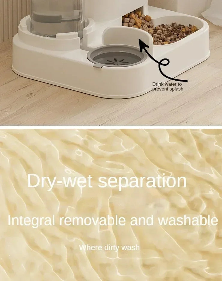 Automatic Feeder Cat Dog Food Bowl With Water Fountain Pet Large Capacity Raised Stand Dish Bowl For Cat Drinker Accessories