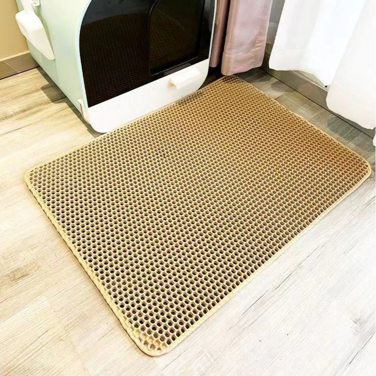 Double Layer Cat Litter Mat with Waterproof Non-Slip Washable Pet Litter Box Mat Sand Trapper Clean Pad Durable Bed Mat