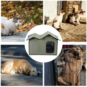 Cat Outdoor House Large Insulated Cat Shelter Waterproof Weatherproof Pet House With Transparent Door Washable Cat Hut For Cat