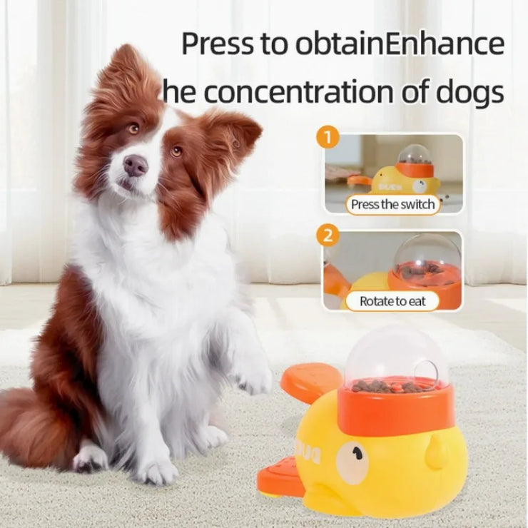 Yellow Rubber Duck-Shaped Interactive Feeder for Dogs and Cats: A Treat Dispensing Puzzle Toy Designed for Pet Training