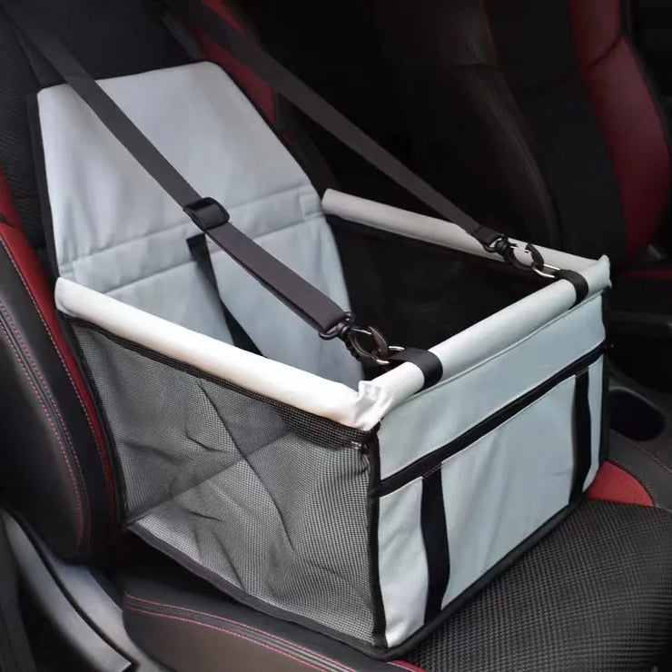 Cozy Pet Car Seat with Safety Harness - Ideal for Small Dogs and Cats, Durable Fabric Travel Basket