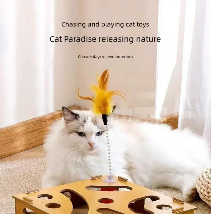 New Cat Maze Toy Cats Maze Box Funny Feeder Multi Hole Interactive Cat Toys Kitten Balls Stimulation Mental Box Interactive Game