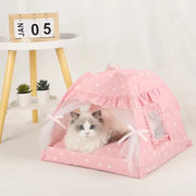 Pet Dog Tent House Floral Print Enclosed Cat Tent Bed Indoor Folding Portable Comfortable Kitten Bed Kennel For Small Pets