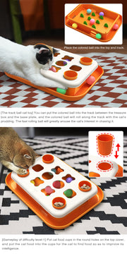 Cat Puzzle Toys Level 2 Slow Food Dispenser Funny Feeder Toy Kitten Balls Stimulation Treat Mental Treasure Box Interactive Game