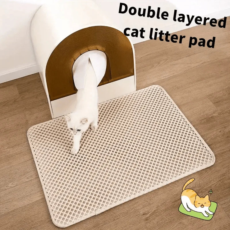 Double-layer EVA cat litter mat, splash-proof mat, cat litter basin filter and water leakage control sand pad, washable, easy