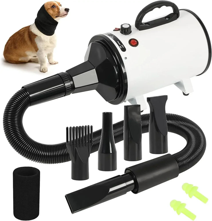Dog Hair Dryer Pet Grooming Dryer 2-in-1 Smart Silent Dog Hair Dryer with High Power Negative Ions Sorting and Rinse Dogs