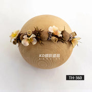 Baby Head Flower Photography Props Adjustable Artificial Flower Shooting Headband Newborn Photo Bow Pearl Headgear Accessories