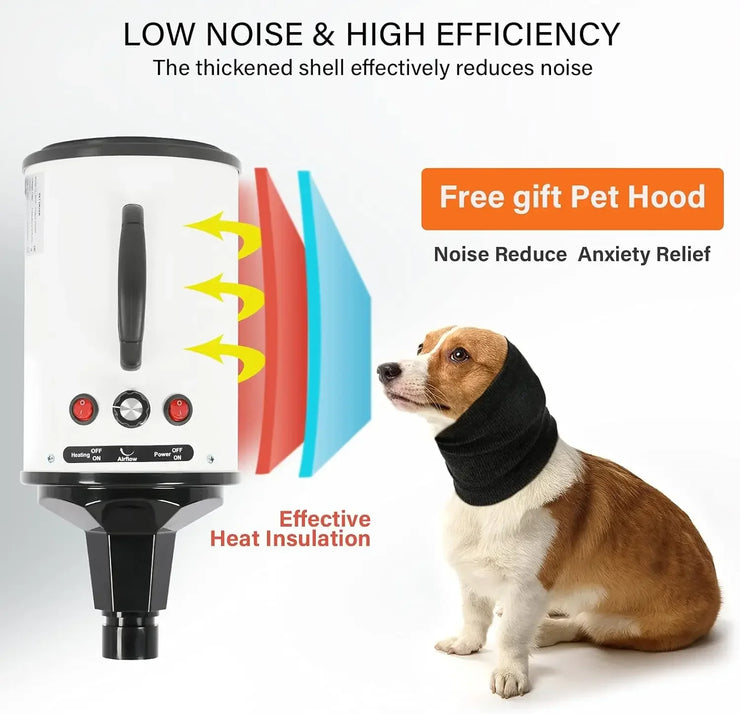 Dog Hair Dryer Pet Grooming Dryer 2-in-1 Smart Silent Dog Hair Dryer with High Power Negative Ions Sorting and Rinse Dogs