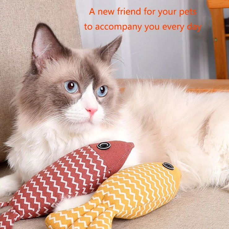 Cat for toy self high boredom resistant bite clean teeth linen fish grinding teeth fun cat toy simulation fish toy pet supplies