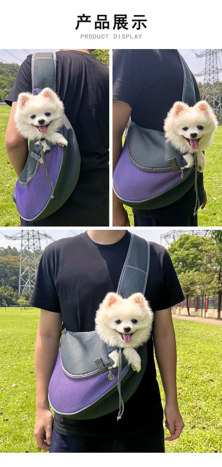 Pet Cat Dog Carrier Backpack Travel Tote Shoulder Bags Mesh Sling Carry Pack Pet Carrying Supplies Crossbody Shoulder Bag