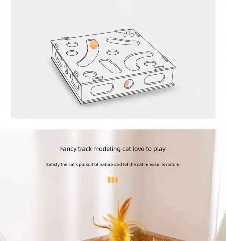 New Cat Maze Toy Cats Maze Box Funny Feeder Multi Hole Interactive Cat Toys Kitten Balls Stimulation Mental Box Interactive Game