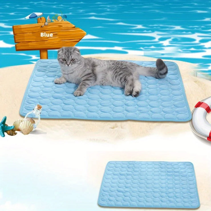 Summer Pet Ice Mat Cat Cooling Ice Mat Dog Pad Breathable Cat Cool Mat Portable & Washable Pet Cooling Blanket For Kennel/Sofa/B