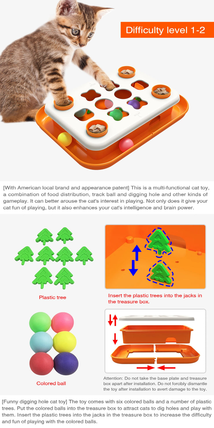Cat Puzzle Toys Level 2 Slow Food Dispenser Funny Feeder Toy Kitten Balls Stimulation Treat Mental Treasure Box Interactive Game