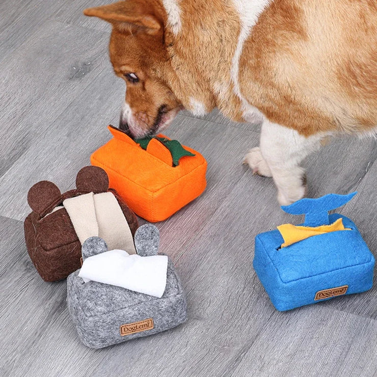 Interactive Treat, Feeder, Pet Toys, Nosework Training, Sniffing,Tissue Box Snuffle Toy for Cats Dogs