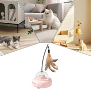Electric Interactive Cat Toy Cat Toys with Feather Cat Teaser Wand Rechargeable Electric Sensing Pet Toys for Chasing