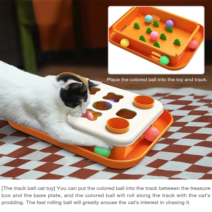 Cat Puzzle Toys Level 2 Slow Food Dispenser Funny Feeder Toy Kitten Balls Stimulation Treat Mental Treasure Box Interactive Game