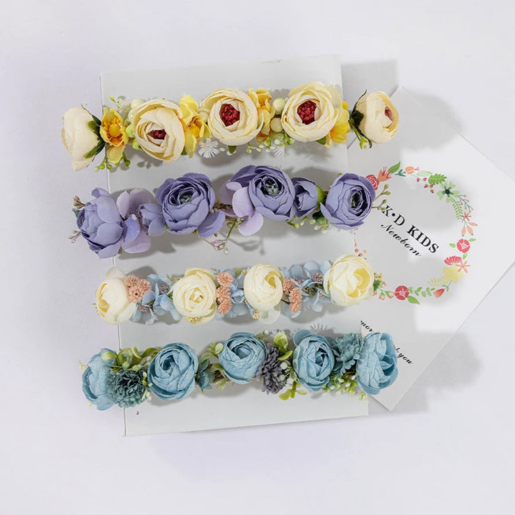 Baby Head Flower Photography Props Adjustable Artificial Flower Shooting Headband Newborn Photo Bow Pearl Headgear Accessories