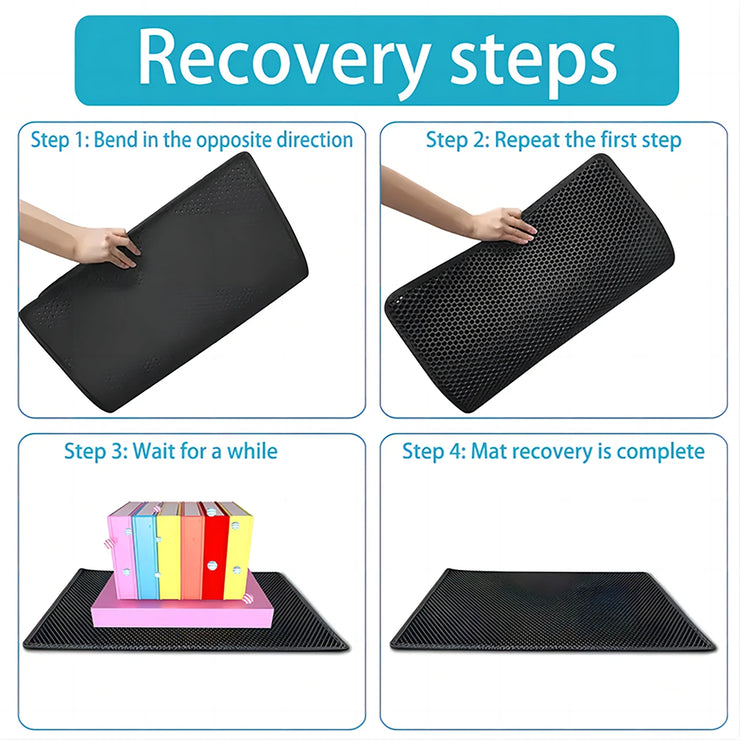 Double Layer Cat Litter Mat with Waterproof Non-Slip Washable Pet Litter Box Mat Sand Trapper Clean Pad Durable Bed Mat