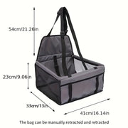 Cozy Pet Car Seat with Safety Harness - Ideal for Small Dogs and Cats, Durable Fabric Travel Basket