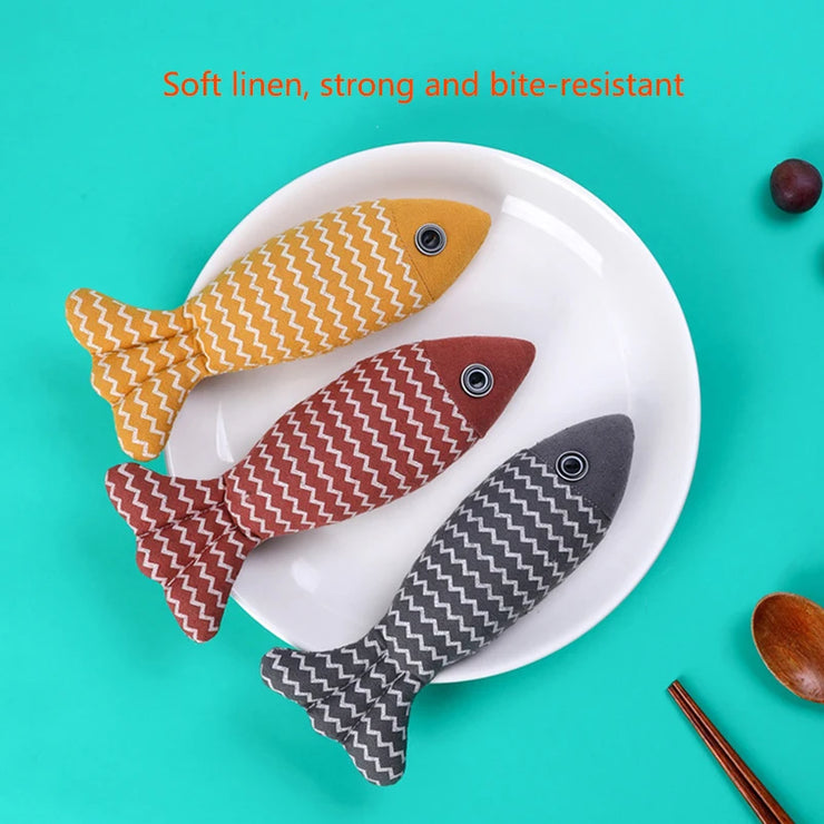 Cat for toy self high boredom resistant bite clean teeth linen fish grinding teeth fun cat toy simulation fish toy pet supplies