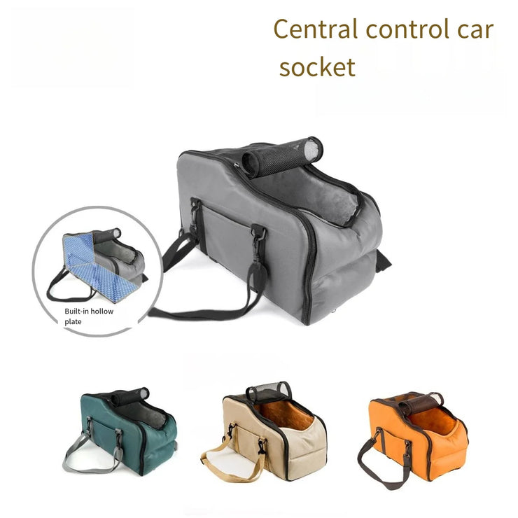 Removable and Washable Car Comfortable Pet Seat for Small Dogs and Cats - Portable Center Console Safe Travel Bed